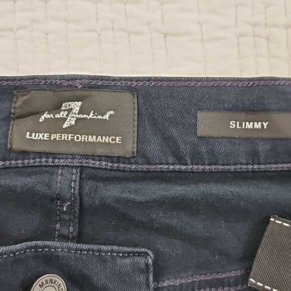 7 For All Mankind Slim Jeans Men's 32x32 Luxe Performance Dark Blue Stretch LN - Picture 15 of 16